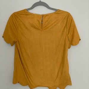 Mustard color formal work wear velvet t-shit
